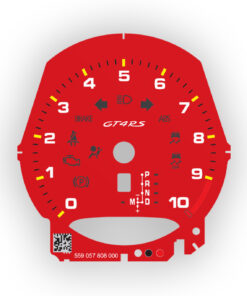 For Porsche 718 Cayman GT4 RS: Gauge Face Tachometer - 10000 RPM - PDK - Guards Red