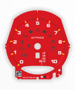 For Porsche 718 Cayman GT4 RS: Gauge Face Tachometer - 10000 RPM - PDK - Guards Red