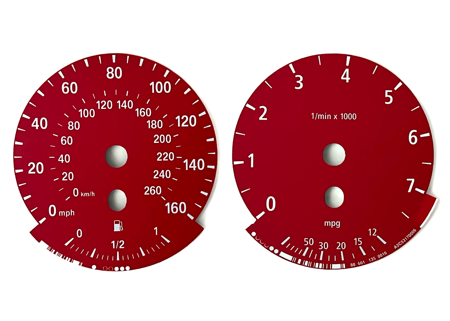 BMW E90 E92 Base Red Speedo 160 / 260 + Tacho 7500 Gauge Faces