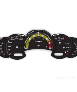 Porsche 911 996 Turbo Gauge Faces Set - OPTIONS - Black with Yellow Fine-Line Accent Ring