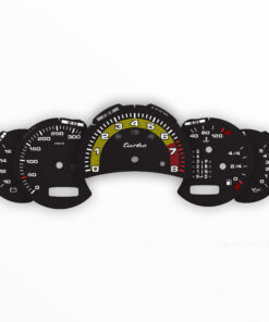 Custom Order: Porsche 911 996 Turbo Gauge Faces Set - EU-Spec - Tiptronic - Black with Yellow Accent Ring