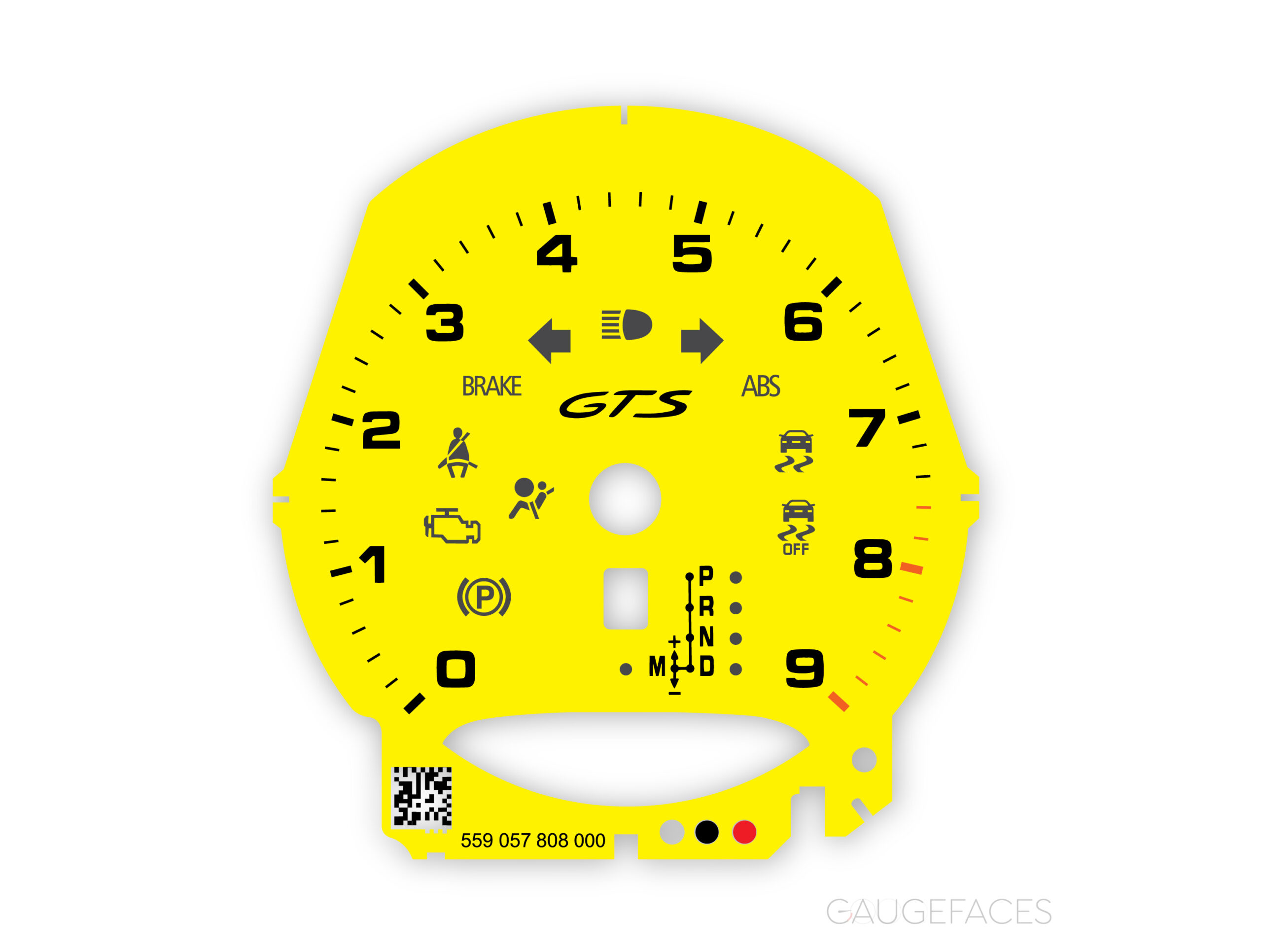 Porsche-991.1-981-GTS-gauge-face-tachometer---Rcing-Yellow---US-PDK