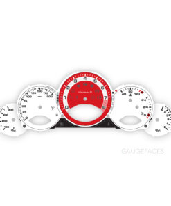 For Porsche 911 997.1 Carrera S: Gauge Face – Manual – US-Spec – White / Red Tachometer with White Solid Halo Ring