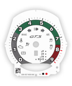 For Porsche 911 991.1 / Boxster&Cayman 981 GTS: Gauge Face Tachometer - OPTIONS - White with Retro Style Ring