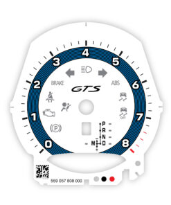 For Porsche 991.2 / 718 GTS: Gauge Face Tachometer - OPTIONS - White with Shark Blue Ring