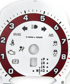 Porsche 991 981 718 Base Tachometer Face – 9000 RPM – Automatic – Retro Edition – White with Guards Red Ring