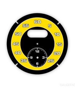 For Porsche Sport Chrono: Clock Dial Gauge Face – Black / Speed Yellow Solid Halo Ring