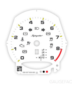 For Porsche 718 Boxster Spyder: Gauge Face Tachometer – PDK – White