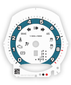 For Porsche 911 (991.1) / 981: Gauge Face Tachometer - PDK - White with Blue Fine-Line Accent Ring