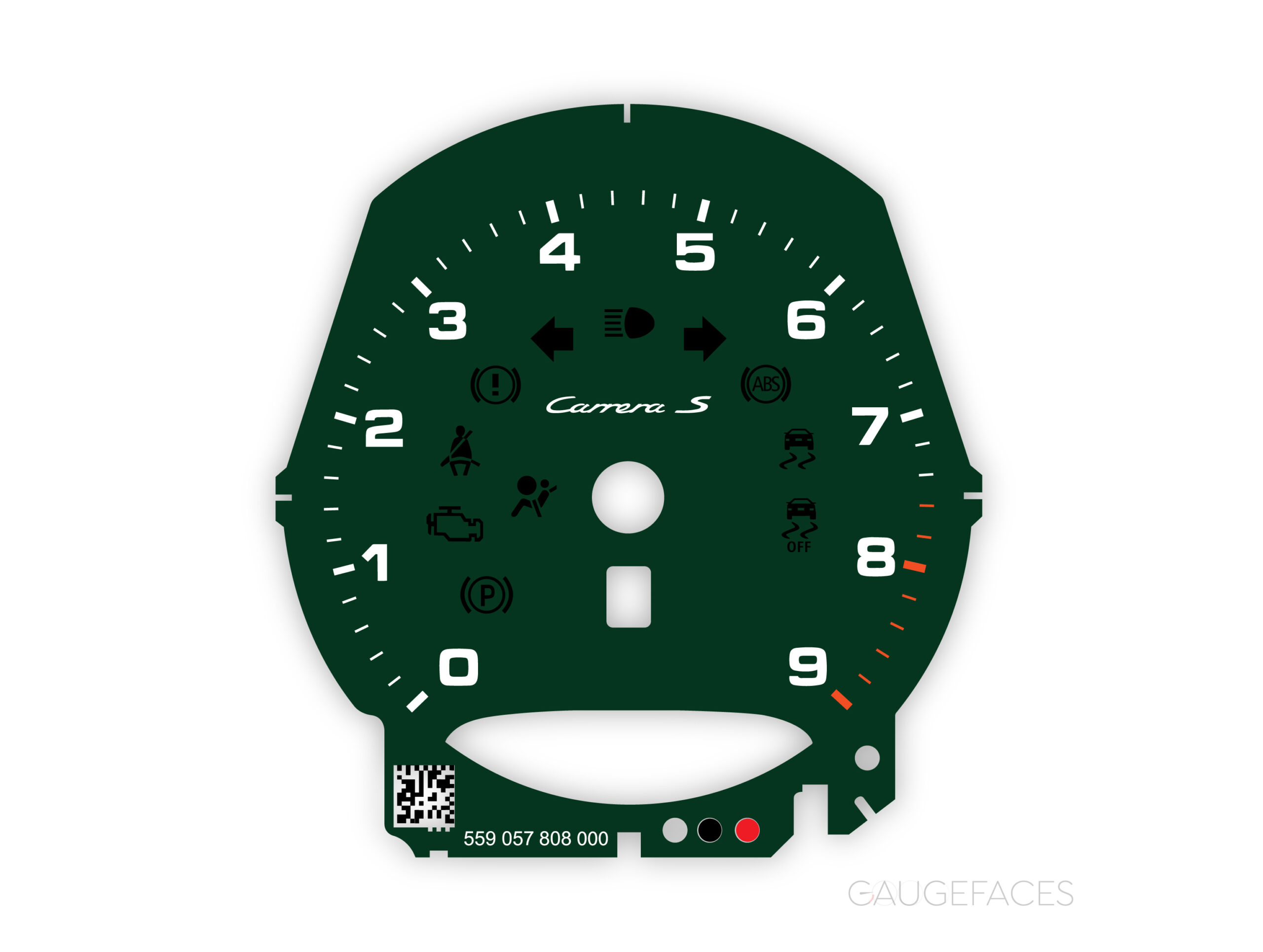 Porsche-911-991.1-gauge-face-tachometer---EU-Spec---Manual--irish-Green