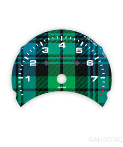 For Porsche 911 996.1: Gauge Face Tachometer - Custom Desing - Green/Blue Tartan