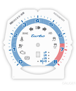 For Porsche 958 Cayenne / 970 Panamera Turbo: Gauge Face Tachometer - White with Blue Accent Track (Blue Numbers)