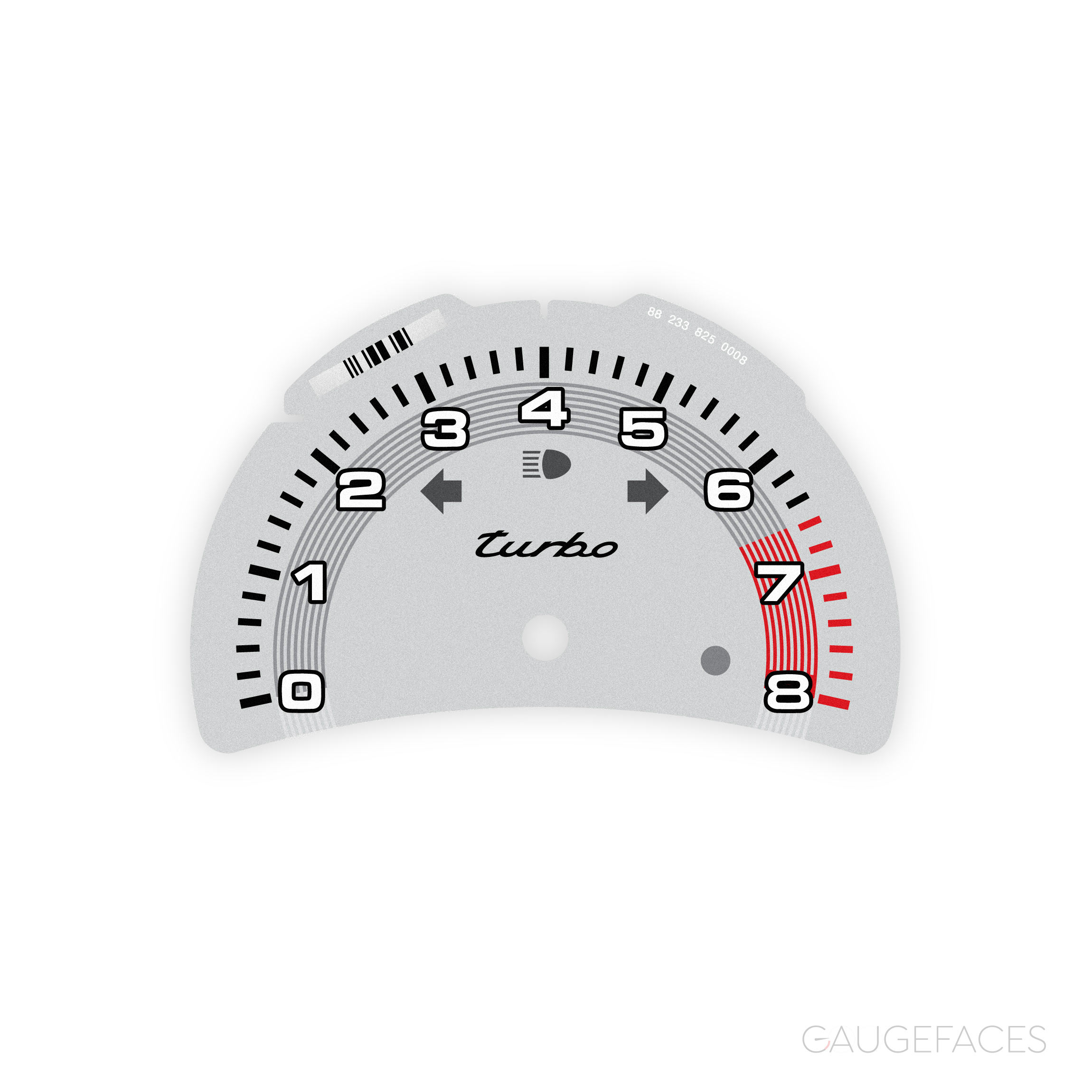 Porsche-911-996-Turbo-gauge-face-tachometer---metallic-silver