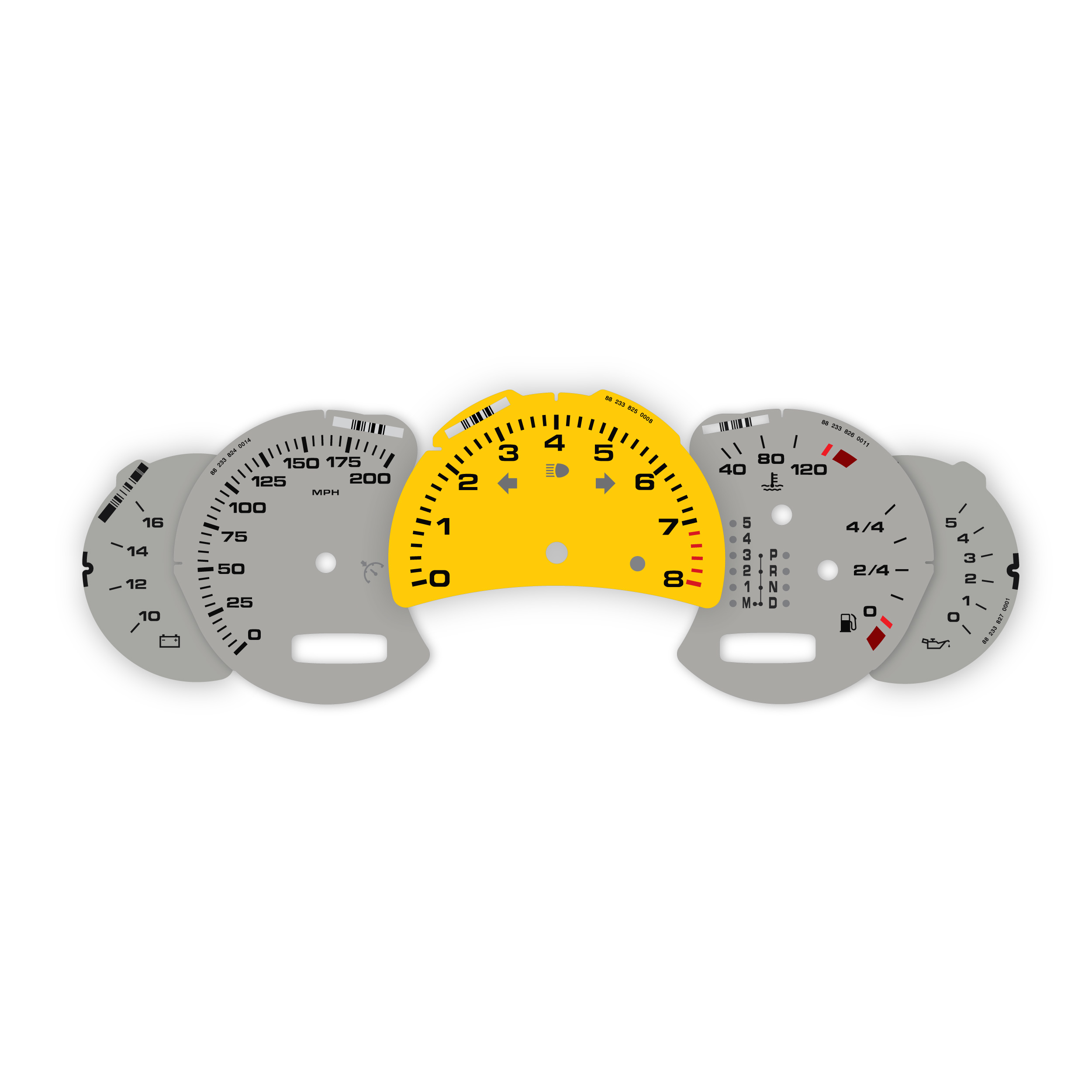 Porsche-911-996.2-gauge-faces-set---UK---tiptronic---Yellow-Gray