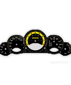 For Porsche 911 997.1: Gauge Faces - RWB Logo - Tiptronic - EU-Spec - Black with Yellow Solid Accent Track