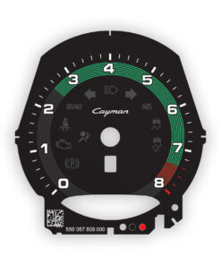For Porsche 718 Cayman: Gauge Face Tachometer - OPTIONS – Black with Retro Style Ring