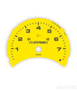 Custom Design For Porsche 911 996.1 / Boxster 986.1: Gauge Face Tachometer - Flat6Rebel Logo – Yellow