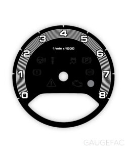 Porsche 971 Panamera / E3 Cayenne: Gauge Face Tachometer - Black / White Pinstripe