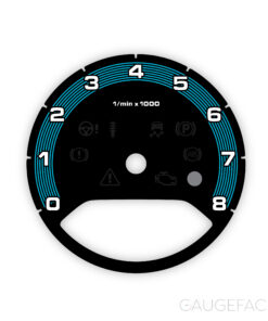 Porsche 971 Panamera / E3 Cayenne: Gauge Face Tachometer - Black / Blue Pinstripe