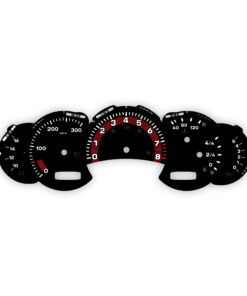 For Porsche 996.2: Gauge Faces Set - EU-Spec - Manual - Black with Vintage VDO Font & Red Accents