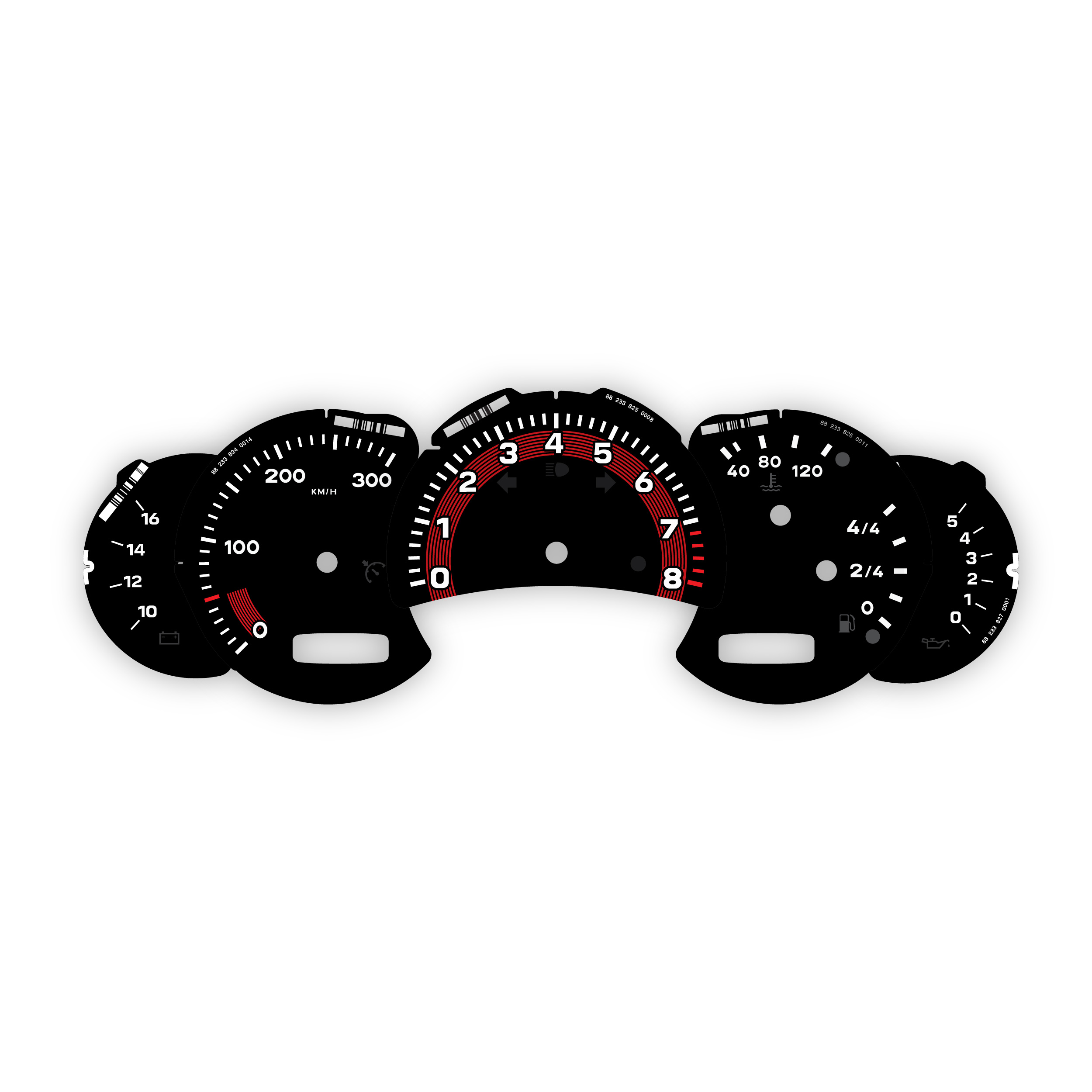 Porsche-996.2-custom-gauge-faces-set---retrofit---EU-Manual-Black-red