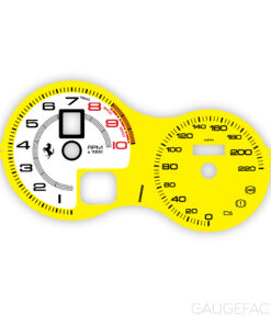 Ferrari F360 F430 (Type F131) Gauge Face - Modern Look - OPTIONS - Yellow / White