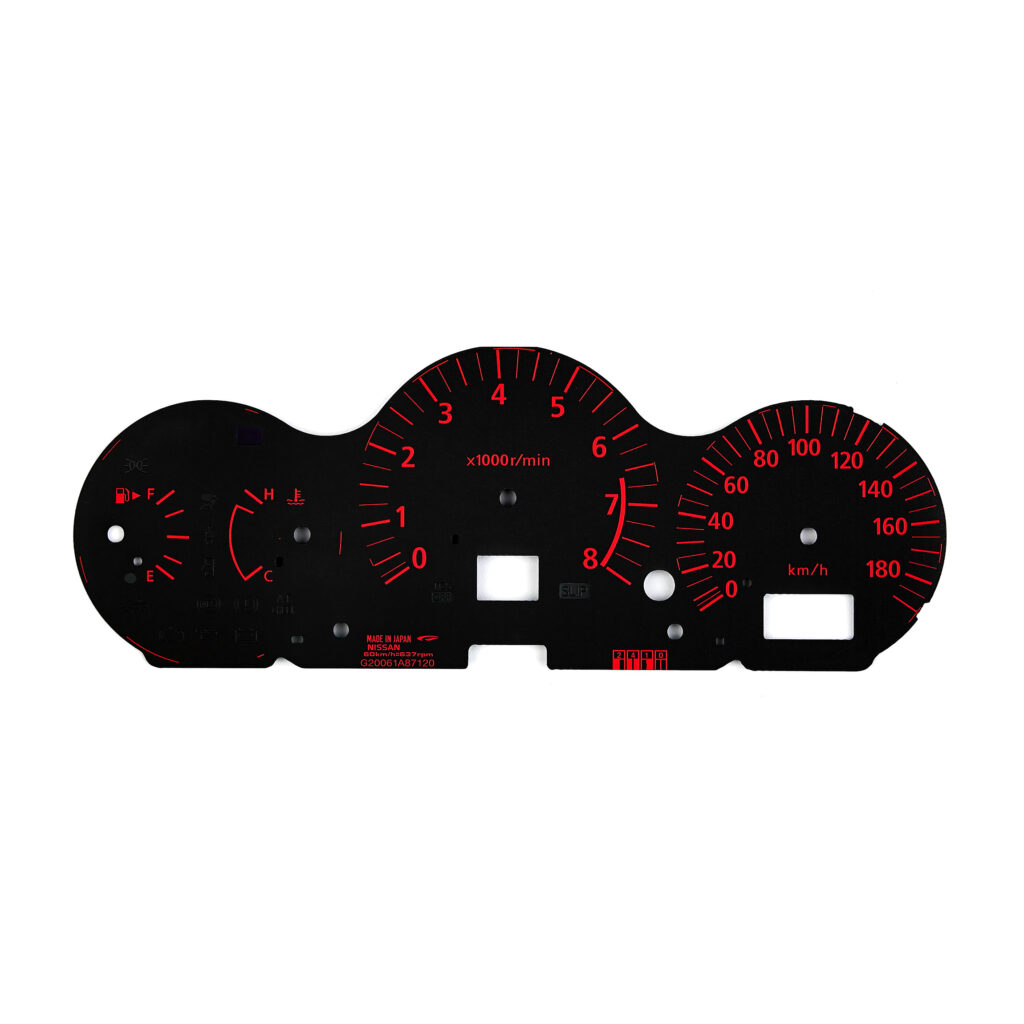 Nissan 350Z Drift Car Instrument Gauge Faces – 180 KMH – Black with Red ...