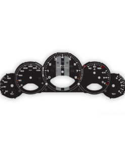 For Porsche 911 997.1: Gauge Faces – Carrera Classic Logo – EU-Spec - Manual – Black with Gray Stripes