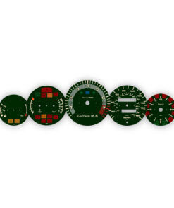 For Porsche 911 993 Carrera 4S: Gauge Faces – Dark Green with Silver Fine Line Accent Track (Beige Lettering)