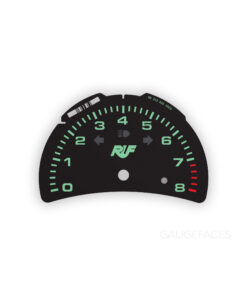 For Porsche 996.2 / 986.2: Gauge Face Tachometer - RUF Collection - Black with Green Lettering (Blockstyle Font)