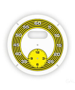 For Porsche Sport Chrono: Clock Dial Gauge Face - White with Yellow Fine-Line Accent Ring