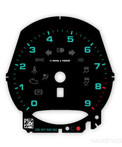For Porsche 911 (991.1) / 981 Boxster / Cayman: Gauge Face Tachometer – OPTIONS – Black / Blue Numbers