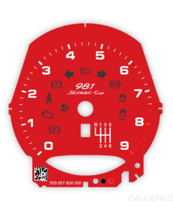 Porsche 981 Gauge Face Tachometer – 981 Street Cup Logo – Manual – Guards Red