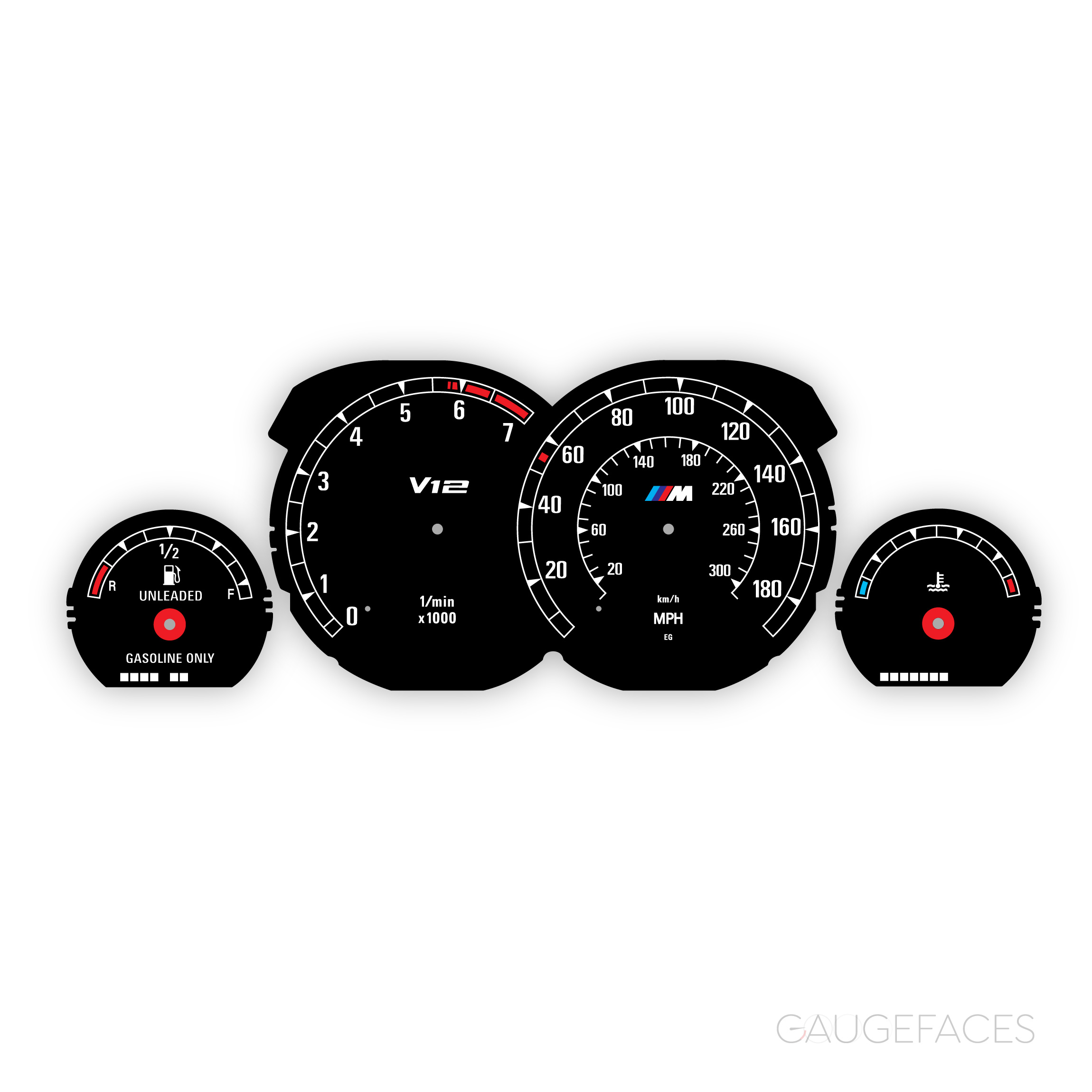 BMW-E31-gaige-faces---Black-M-logo-V12---US