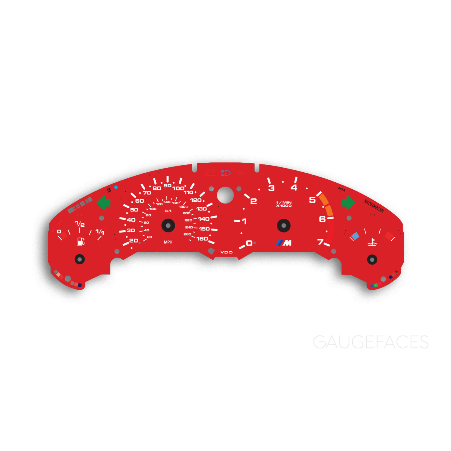 BMW E36 Gauge Faces M Style 160 MPH 260 KMH 7000 RPM Red bmw-e36-gauge-faces-m-style-160-mph-260-kmh-7000-rpm-red
