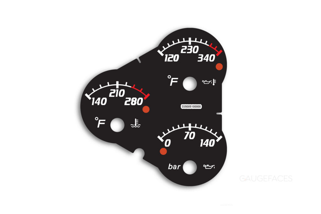 Ferrari F360 F430 (Type F131) Temperature / Pressure Gauge Face – Black ...