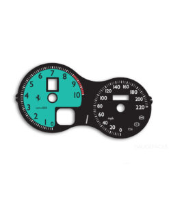 Ferrari F360 F430 (Type F131) Gauge Face - 220 MPH - F430 Spider Look - Black with Petronas Green Tachometer