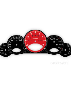 For Porsche 911 997.1: Gauge Faces – Custom Design – FSI 4.0 Logo - US-Spec/Manual – Black / Guards Red