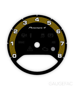 Porsche 971 Panamera 4: Gauge Face Tachometer - Black / Yellow Pinstripe