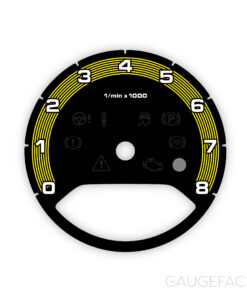 Porsche 971 Panamera / E3 Cayenne: Gauge Face Tachometer - Black / Yellow Pinstripe