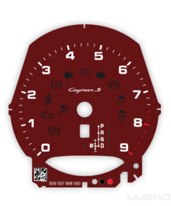 For Porsche 981 Cayman S: Gauge Face Tachometer - PDK - Carmine Red