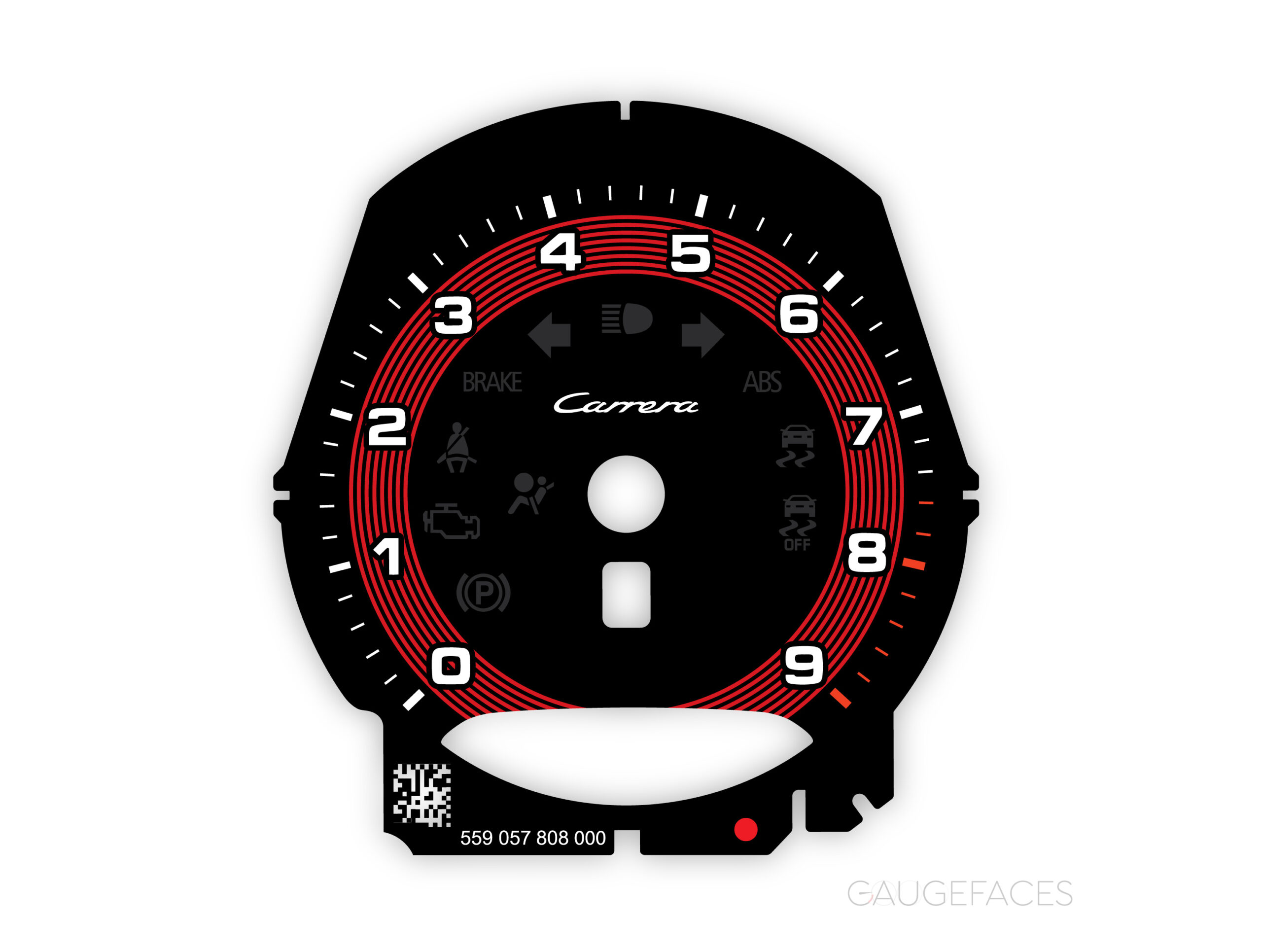 Porsche-991.1-gauge-face-tachometer--Black-Red-Pinstripe-US-manual