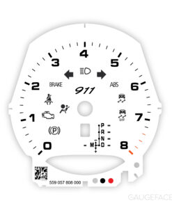 For Porsche 911 (991.2): Gauge Face Tachometer – 911 Logo - OPTIONS - White