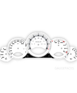 For Porsche 911 997.1 Carrera S: Gauge Faces – US-Spec - Manual - White with Gray Solid Halo Ring