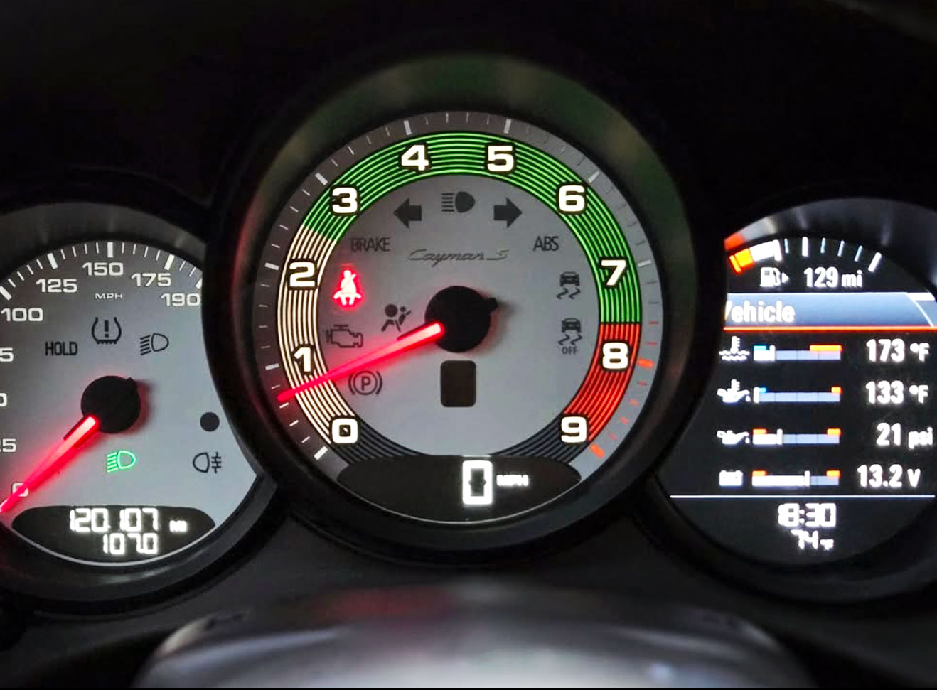 Porsche-981-Cayman-S-dashboard-cluster---Heritage-Desing-Edition---White---Review