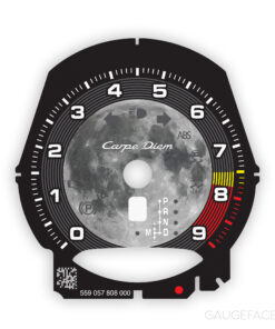 For Porsche 911 (991.1) / 981 Boxster / Cayman: Gauge Face Tachometer – Custom Design – Carpe Diem / Moon