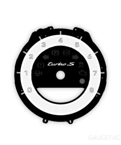 For Porsche 911 992 Turbo S: Gauge Face Tachometer - 8000 RPM - Black with White Solid Accent Ring (7V3)