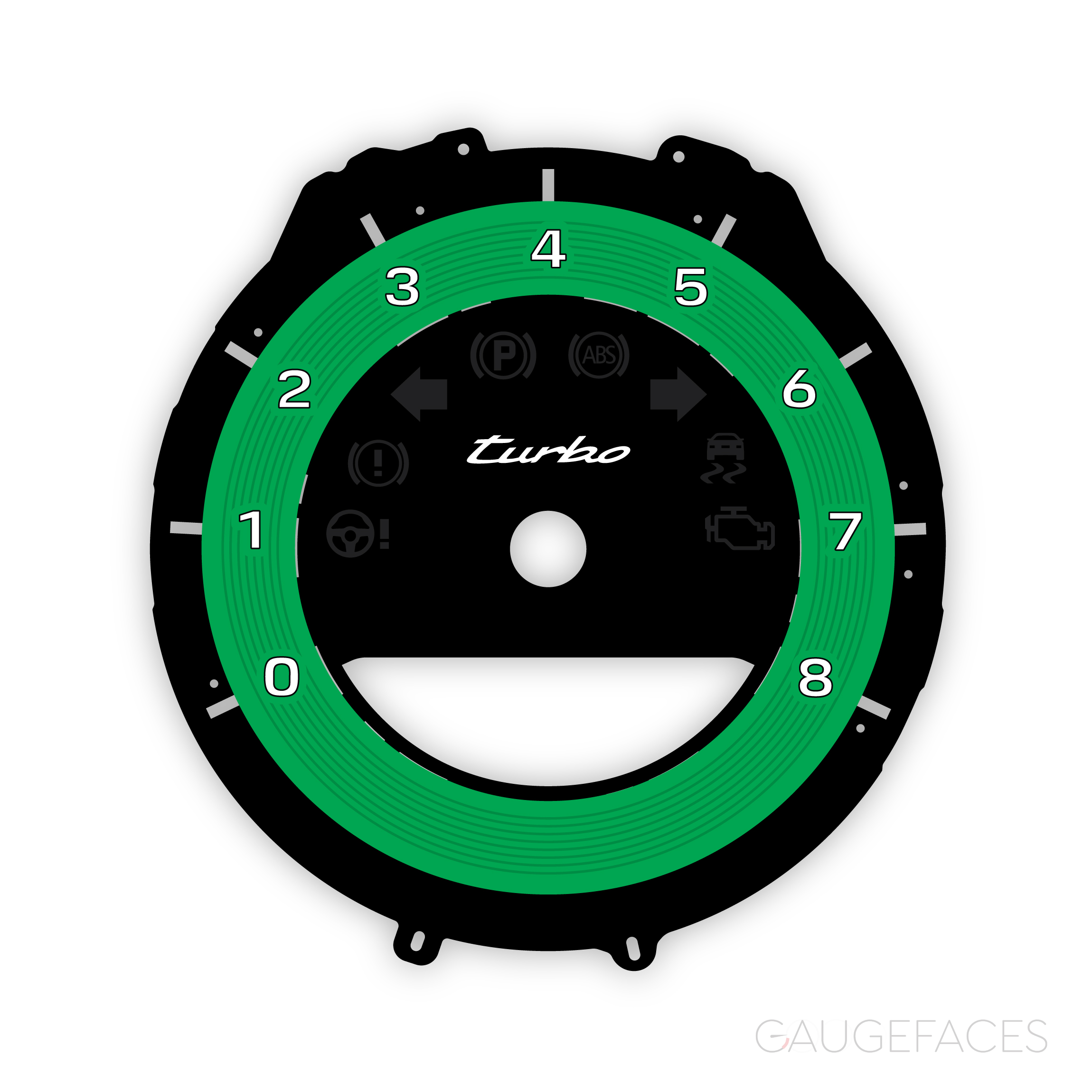 Porsche-911-992-Turbo-gauge-face-tachometer---green