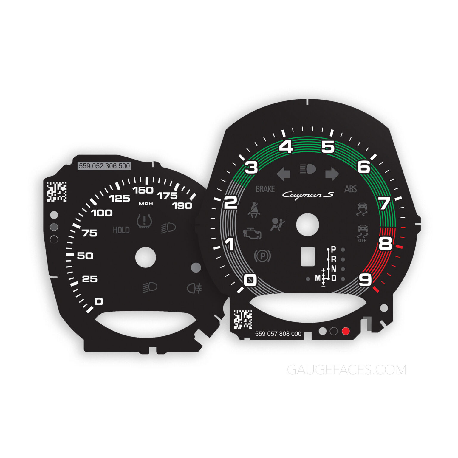 Porsche Cayman S Gauge Face Tachometer PDK RPM Heritage Design Edition Black