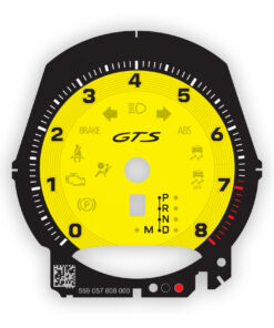 For Porsche Macan GTS: Gauge Face Tachometer – Racing Yellow with Fine-Line Accent Ring